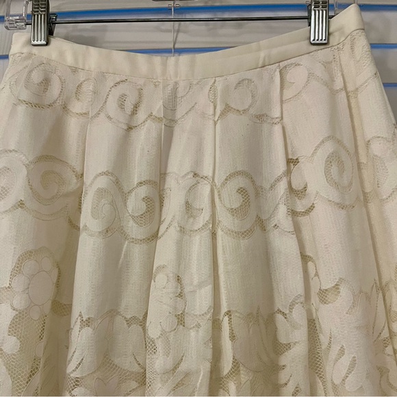 A. Peach Floral Lace Midi Skirt A-Line Size M White Milkmaid Bridal Modest Angel - Picture 3 of 16